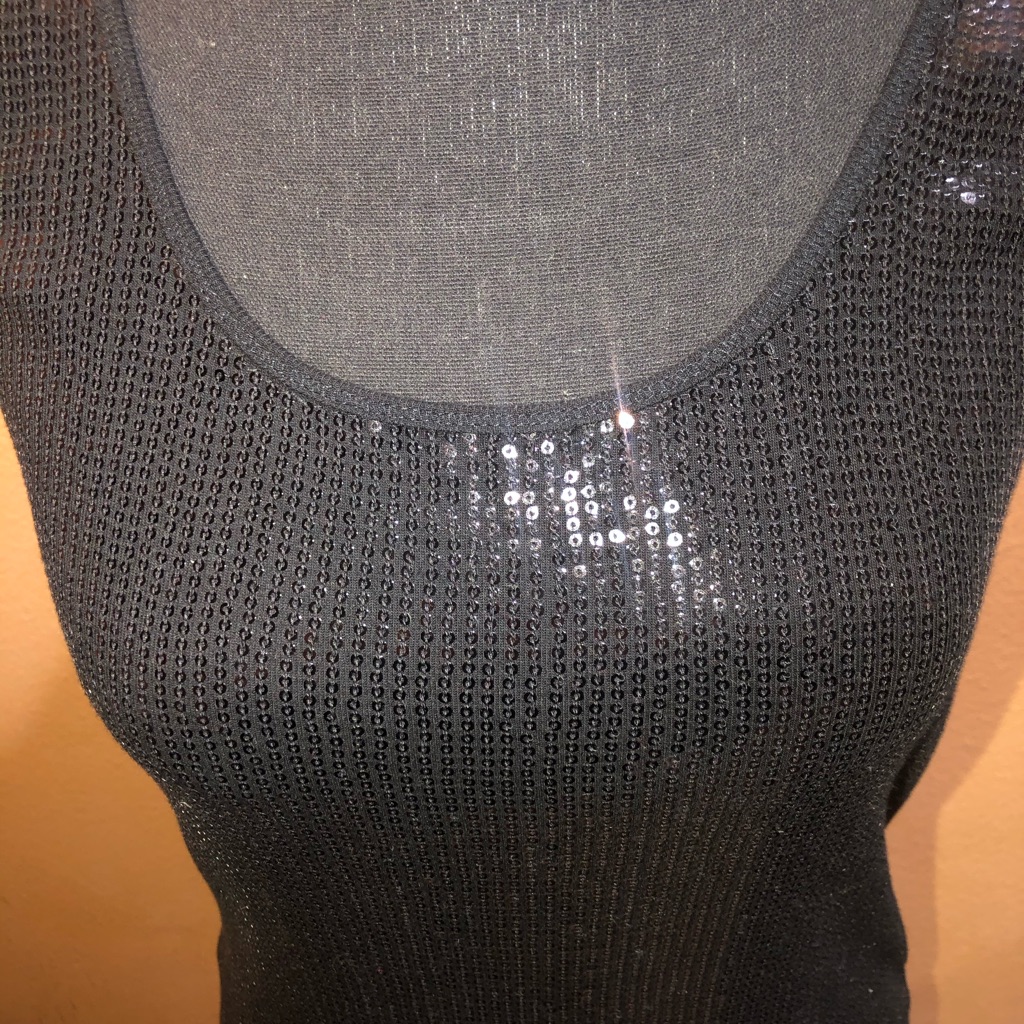 Express Black Sequin Basic Tank